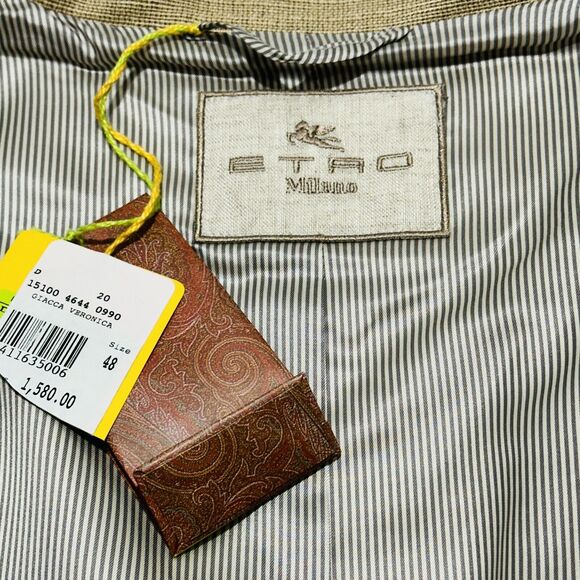ETRO Milano 48 US/12 Veronica Jacket Blazer Beige Lined 3/4 Sleeve NWT $1580 - Picture 5 of 8